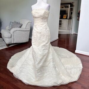 Pronovias Irene Strapless Embellished Beaded Ivory Wedding Dress